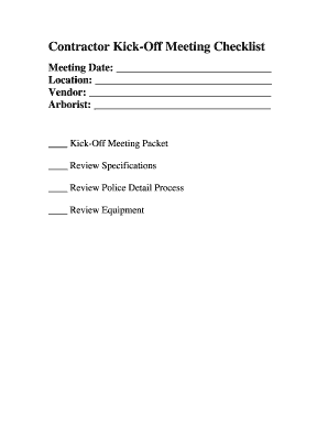 Contractor Kick-Off Meeting Checklist