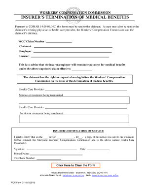 Maryland Insurer Termination of Medical Benefits