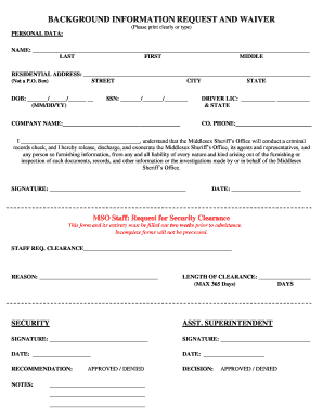 Background Information Request and Waiver