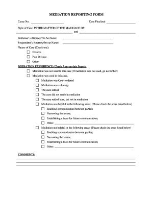 Mediation Reporting Form