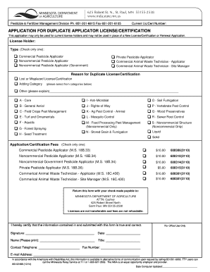 Application for Duplicate Applicator License/Certification