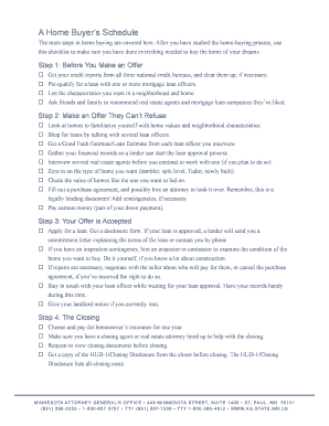 Home Buyer’s Schedule Checklist