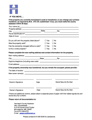Minnesota Homestead Property Change Notification