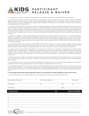 Kids Block Party Waiver Form