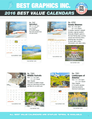 2016 Best Value Calendars Order Form