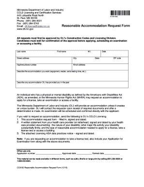 Minnesota Reasonable Accommodation Request Form