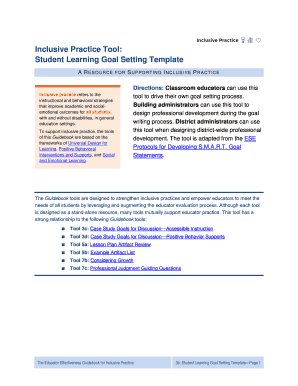 Student Learning Goal Setting Template
