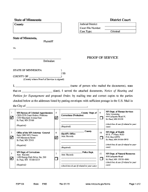 Minnesota Proof of Service for Expungement