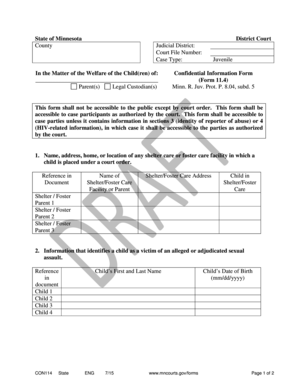 Minnesota Confidential Information Form