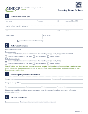 Incoming Direct Rollover Form