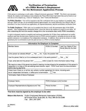 PERA Member Employment Termination Verification