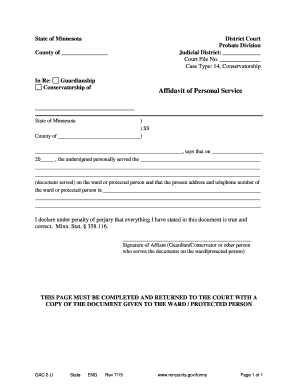 Affidavit of Personal Service for Conservatorship