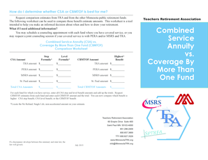 Combined Service Annuity vs. Coverage By More Than One Fund Comparison Worksheet