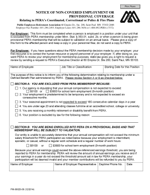 Notice of Non-Covered Employment or Provisional Coverage