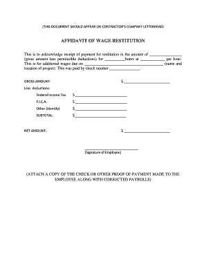 Affidavit of Wage Restitution