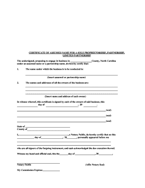 Certificate of Assumed Name for Business