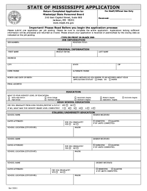 Mississippi State Personnel Board Application