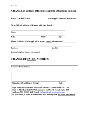 Mississippi Change of Address Form