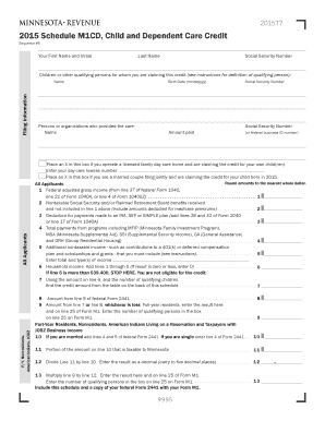 2015 Minnesota Child and Dependent Care Credit Form