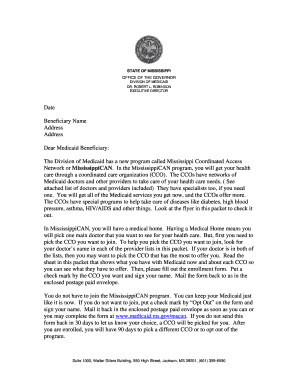 Mississippi Medicaid Coordinated Care Enrollment Form