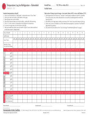Mississippi Vaccine Storage Temperature Log