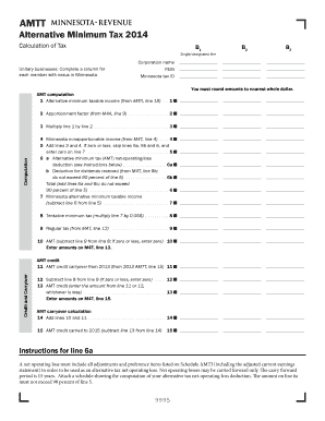 Minnesota Alternative Minimum Tax Form 2014