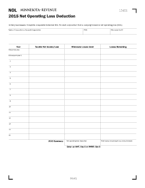 Minnesota Net Operating Loss Deduction Form
