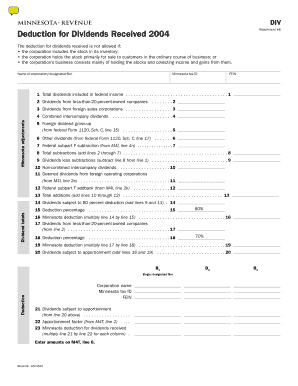 Minnesota Dividends Received Deduction Form 2004