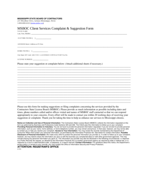 Mississippi Contractor Complaint Form