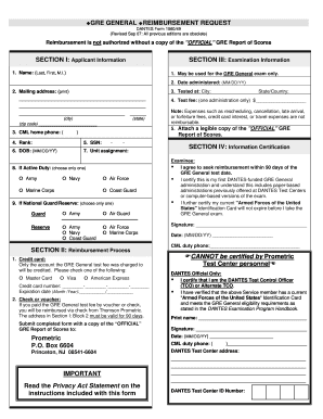 GRE General Reimbursement Request Form