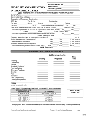 Building Permit Application for Critical Area Construction