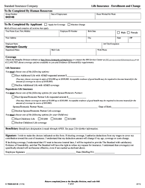 Standard Insurance Life Enrollment Form
