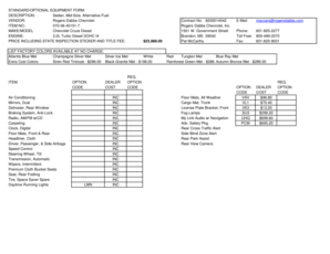 Standard Equipment Form
