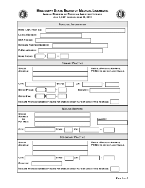 Mississippi Physician Assistant License Renewal