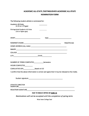 Academic All-State Nomination Form