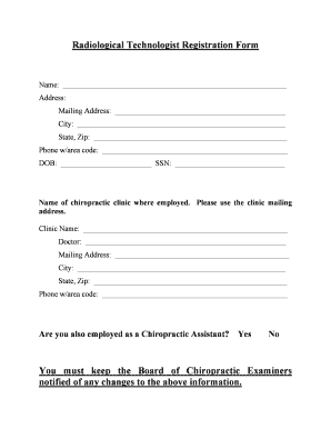 Radiological Technologist Registration Form