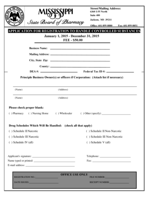 Application for Registration to Handle Controlled Substances