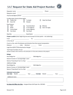 SALT Request for State Aid Project