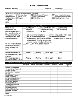 CASA Child Welfare Questionnaire