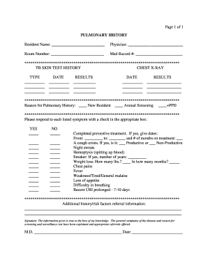 Pulmonary History Form