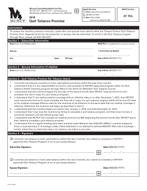 Missouri Quit Tobacco Promise Form