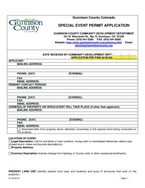 Gunnison County Special Event Permit Application