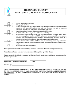 Hernando County LP Gas Permit Application
