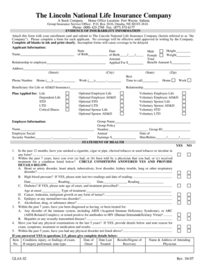 Evidence of Insurability Form