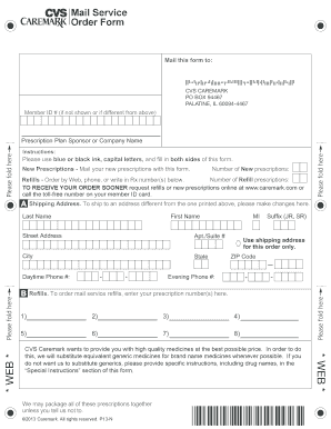 CVS Caremark Prescription Order Form