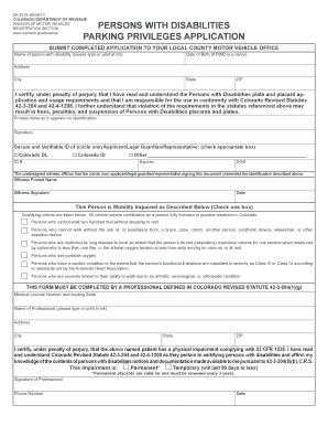Colorado Disability Parking Privileges Application