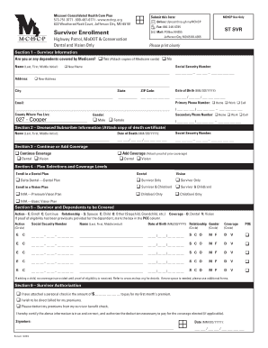 Missouri Consolidated Health Care Plan Survivor Enrollment Form