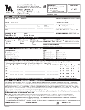 Missouri Consolidated Health Care Plan Retiree Enrollment Form