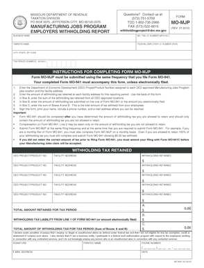 Missouri Employers Withholding Report