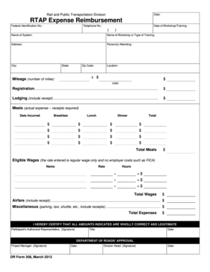 RTAP Expense Reimbursement Form